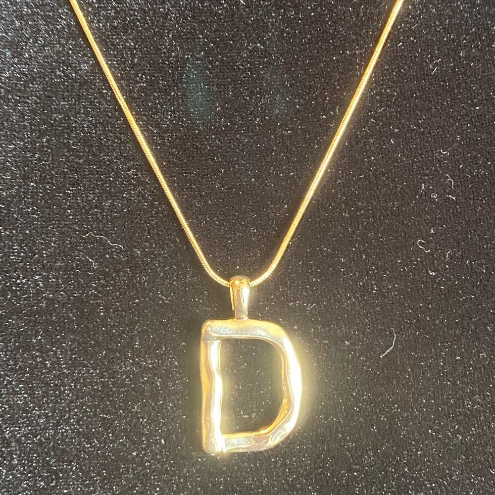 Gold Tone Adjustable Slider Necklace with “D” Pendant NWT